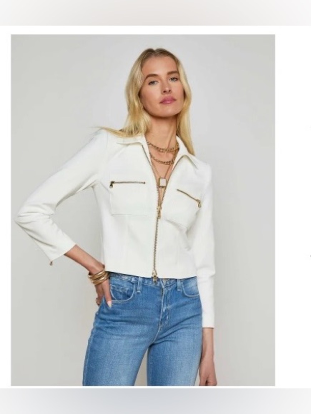 L’agence Calianna Shirt Jacket - White  NWT